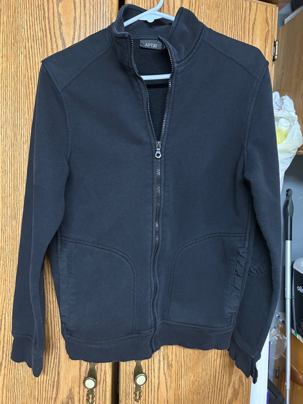 Apt. 9 Black Zip-Up Fleece Jacket Size Small